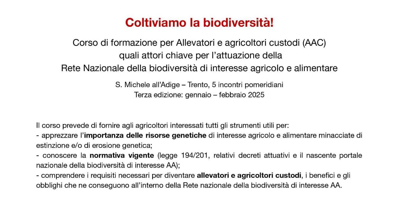 COLTIVIAMO LA BIODIVERSITA'! da gennaio 2025